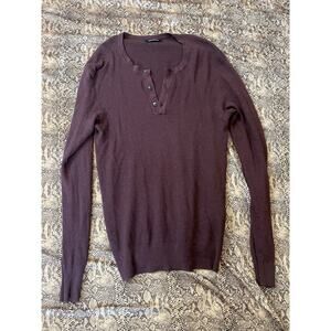 Naadam Burgundy Long Sleeve Waffle Sweater Silk Cashmere Size Medium